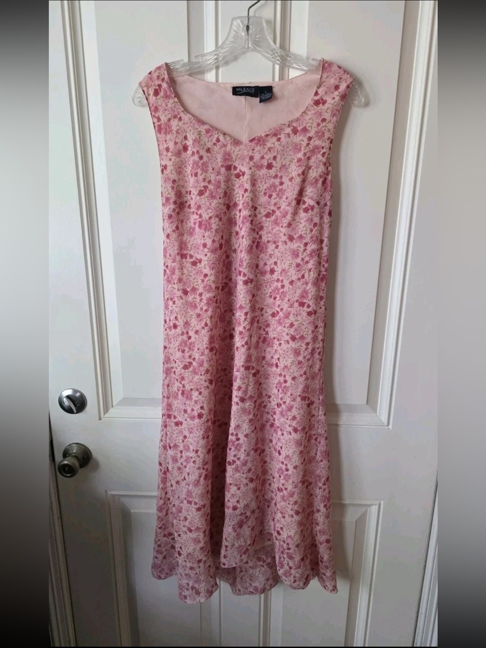 Vintage Y2K Pink Floral Maxi Dress Sleeveless A-Line Cottagecore Spring Womens L